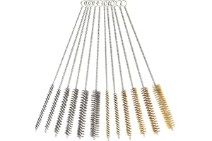 12 Pcs Brass Wire Brush Stainless Steel Wire Brush Set, 12"/30.5cm Long, Round Metal Cleaning Brush Bore Brush for Tubes, Cyl