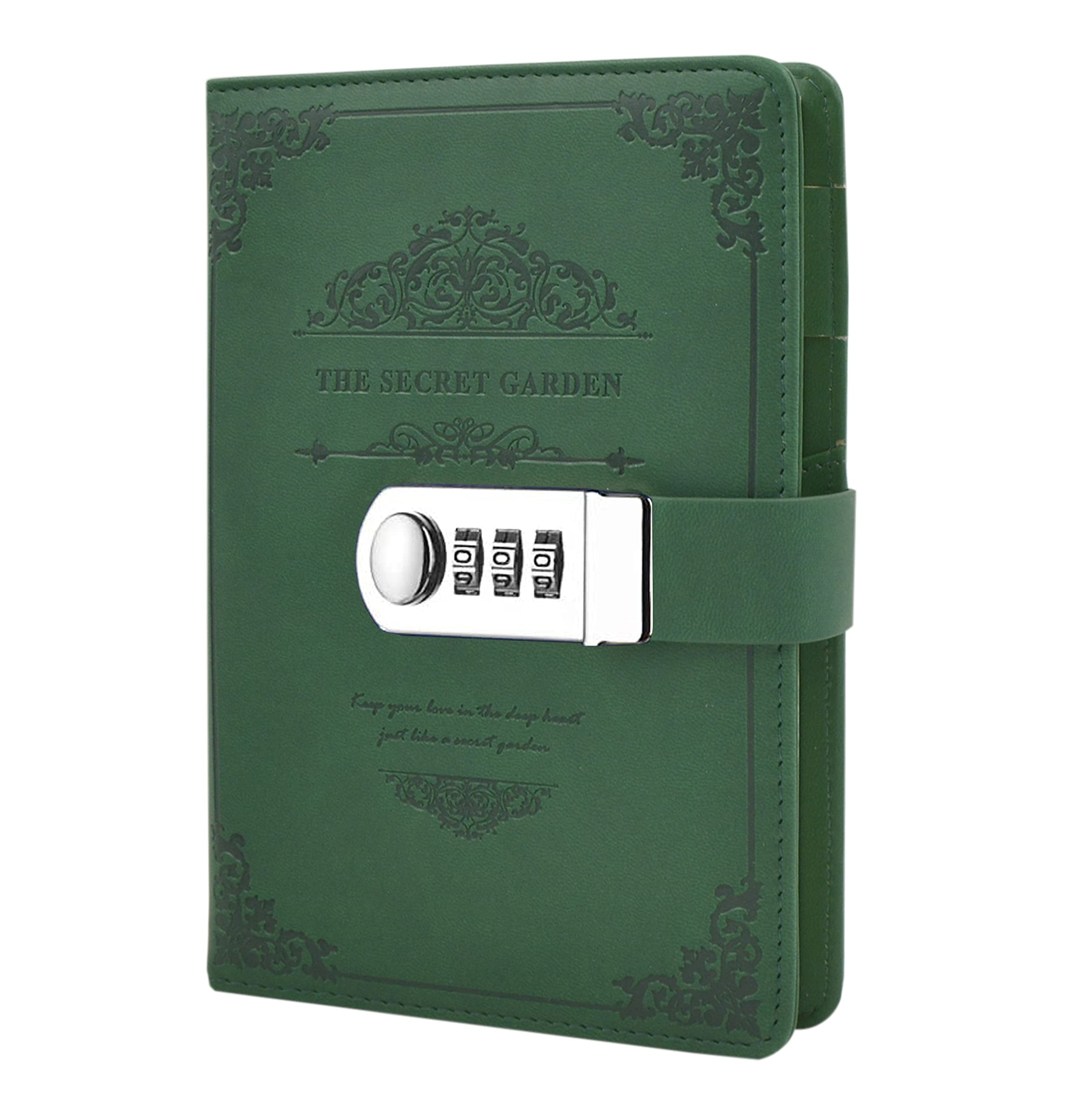 LinYesh Retro Vintage PU Leather Password Notebook Writing Notebook, Planner Organizer with Coded Lock, Pen Holder, Secret Password Hardcover Diary, 200x130mm