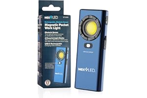 NextLED NT-6685 Pro LED Rechargeable Work Light, 1200 Lumen HVAC Flashlight w/Obstacle Sensor, Magnetic Work Light w/Hanging Hook, IPX7 Waterproof, Aluminum Case, for Job Site, Car Repair, Emergency