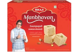 Bikaji Soan Papdi Manbhawan Sohan Papdi – 17.6 Oz (500g) | Premium Flaky Indian Sweet with Almonds & Pistachios | Traditional Cardamom-Infused Mithai | Authentic Dessert for Gifting & Celebrations
