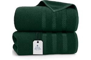 DAN RIVER 2 Pack Luxury Bath Sheets 35x70, 600 GSM, Soft & Quick Dry 100% Ring Spun Cotton Towels Ideal for Hotels, Spas, Gyms & Salons Extra Large, Hunter Green