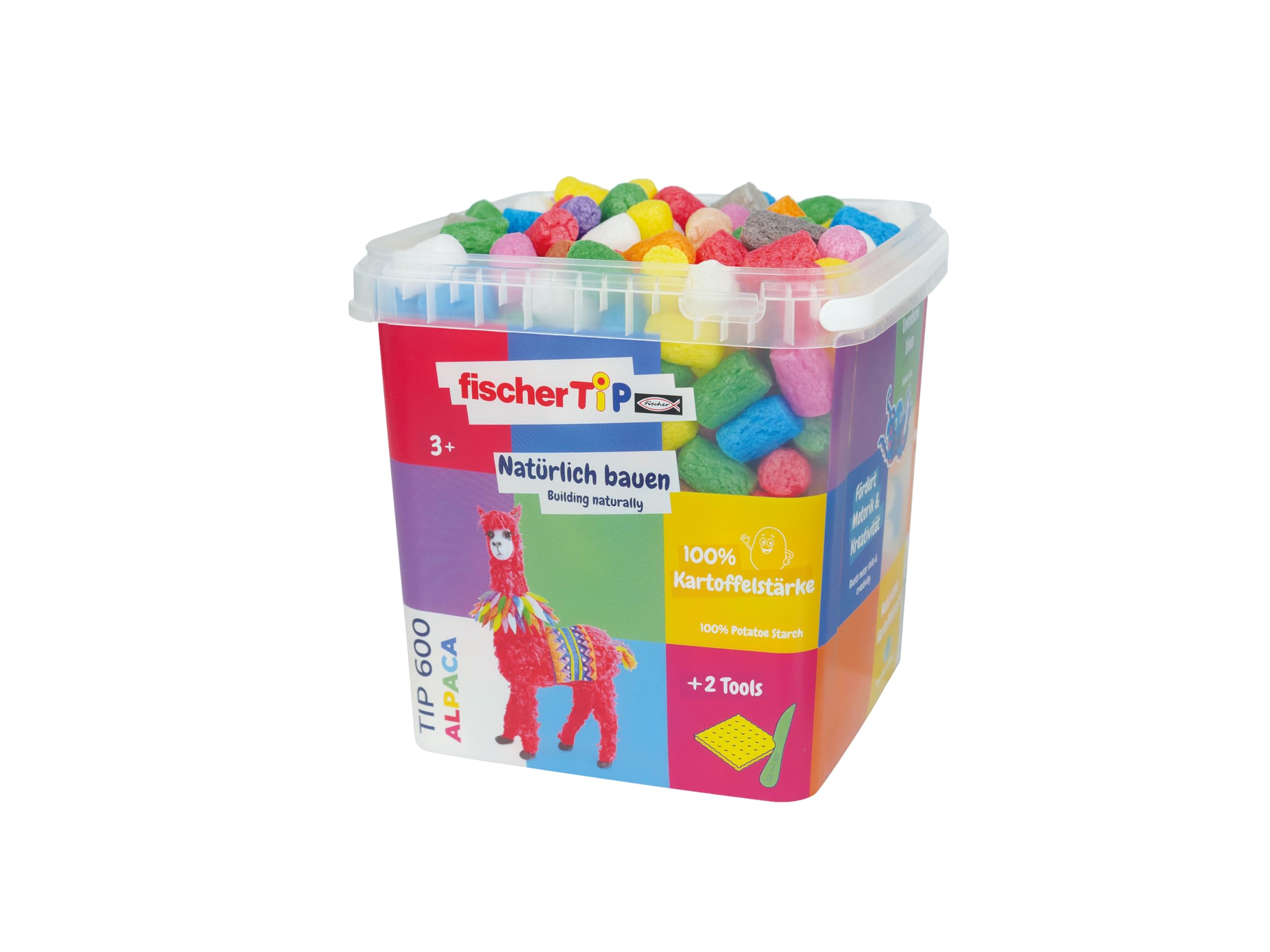 fischerTIP 548968 Tip Alpaca – Craft Kit for Children, Creative Toy for Ages 5+, 600 Pieces, Multicolor