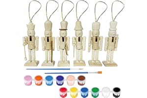 MicoSim DIY Mini Nutcrackers Figures Wooden Christmas Decor, Hanging Nutcracker Ornaments for Xmas Tree, Wood Nut-Crackers Christmas Decorations for Festival Party Crafts (6PCS)