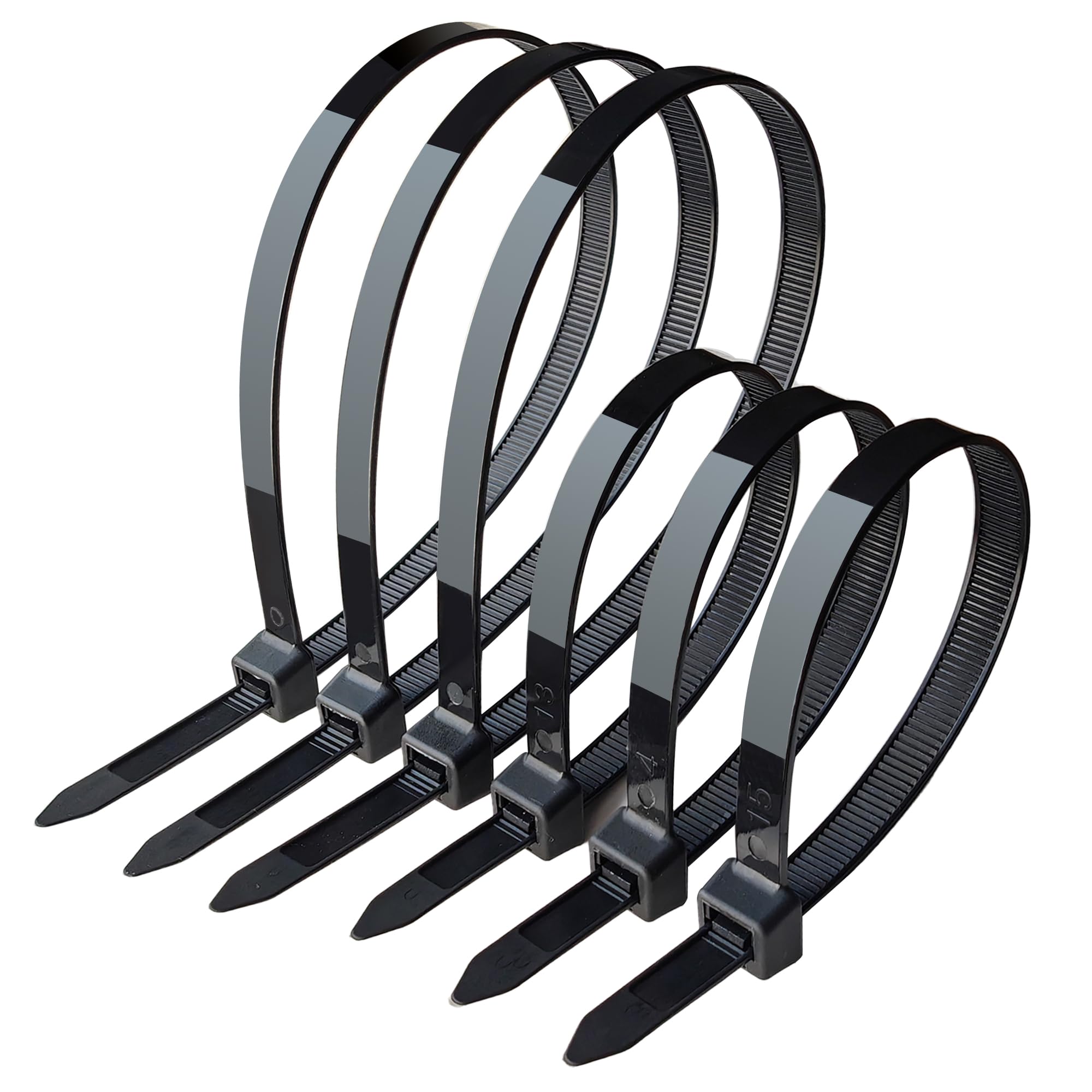 ECRABONE Zip Ties Assorted Sizes 8 + 12 Inch 500 Pack, 120 LBS Tensile Strength, Black Zip Cable Ties Self-Locking Nylon Wire Ties for Indoor and Outdoor Image