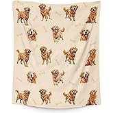 XaocNyx Golden Retriever Blanket - 50x60 Inches Size for Teen - Soft Fluffy Throw for Living Room Decorative - Beige Cute Fuzzy Gifts