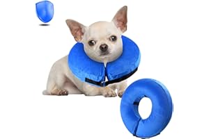 QWAKAY Dog Cone Alternative After Surgery - Soft Dog Cone for Small Dogs&Cats - Dog Donut Collar - Inflatable Elizabethan Dog Cone Collar to Stop Licking - Recovery Dog E Collar for Pets -Small（Neck:5"-8"