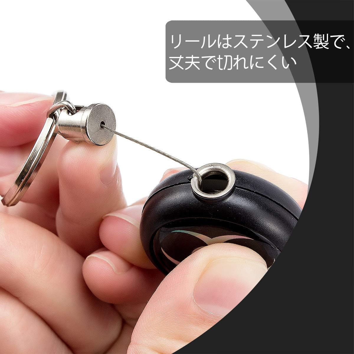Amazon Co Jp Pamase リールキーホルダー キーリール 4個セット フックリール リコイルリング 伸縮ワイヤ リール付き 伸びる パスケース 強力 紛失防止 60cm ホーム キッチン