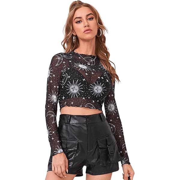 Women's T-Shirt Figure Graphic Mesh Tee - Multicolor Casual