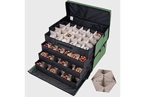 WEIMELL Christmas Ornament Storage Box 4 Inch Dividers, Large Telescoping 96 Ornaments Storage Containers,Holiday Decor Storage Organizer 600D Oversized Decoration Ball Bulb Storage Container