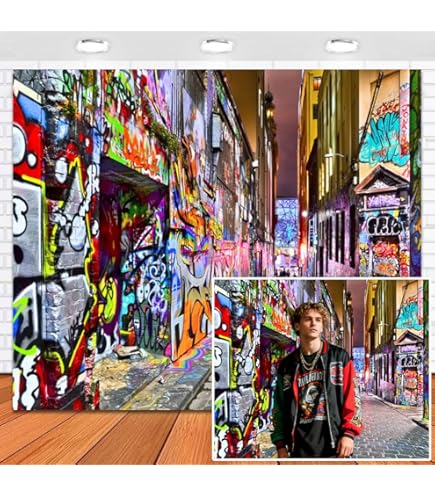 Graffiti Wall Photography Backdrop 90s Theme Party Decoration Portrait Photoboot