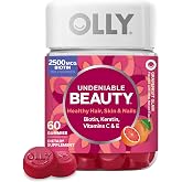 OLLY Hair Skin and Nails Gummies, Undeniable Beauty, Biotin - 60 Count | Beauty Support, Biotin, Keratin &amp; Vitamins C &amp; E, Gluten Free, No Synthetic Colors, No Synthetic Flavors