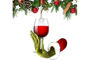 Christmas Ornaments 2025 - Funny Wine Cup Green Hanging Decorations for Tree, 2D Acrylic Christmas Tree Pendants, Indoor Holi