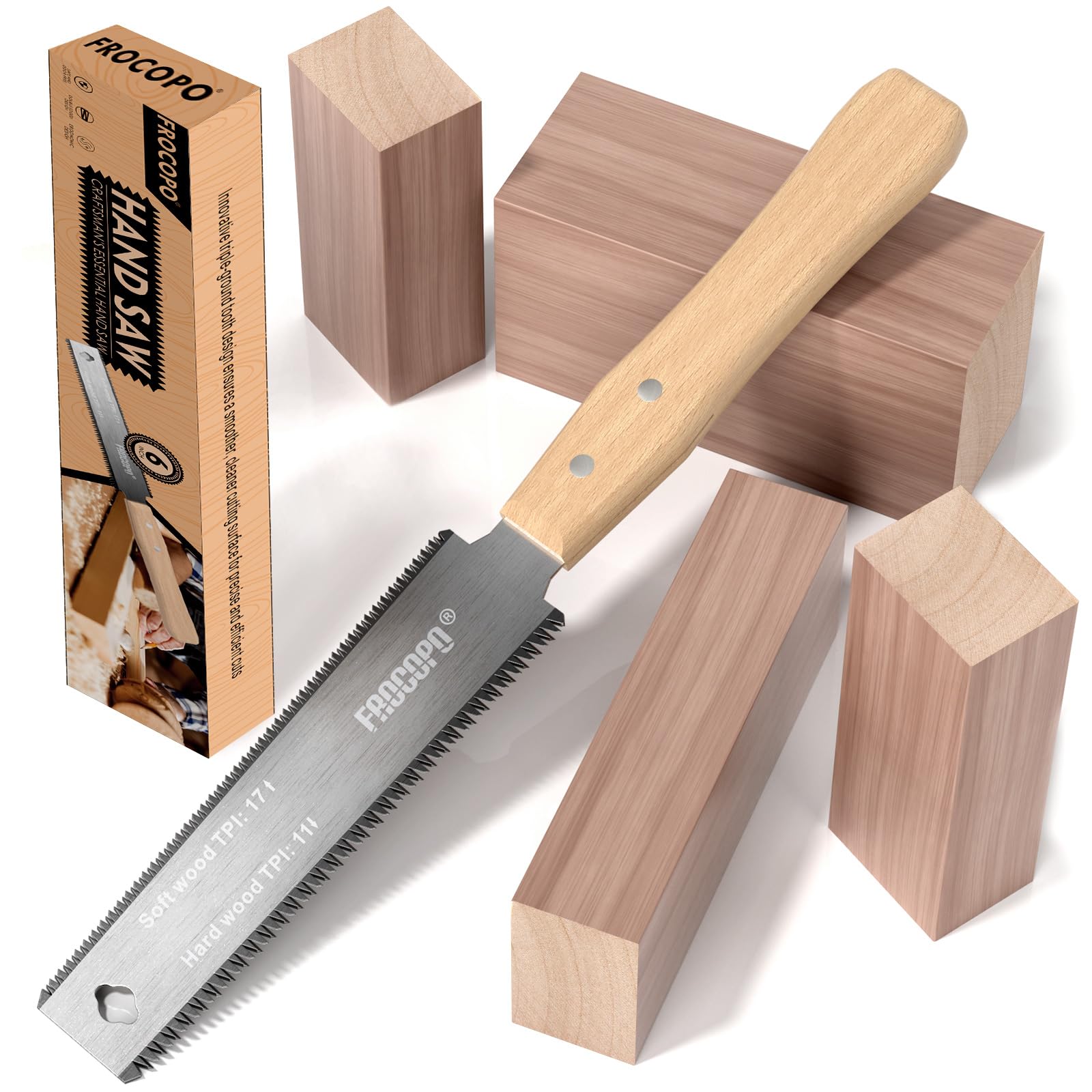 Photo 1 of Frocopo Hand Saw Woodworking Tools, 6-Inch Pull Saw, Flexible Double-Edge Blade 17/11 TPI, Japanese Flush Cut for DIY Craft, Non-Slip Wood Handle, Sharp & Lightweight for Woodworking and Garden Trim