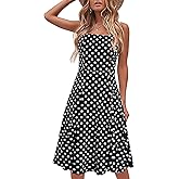 Women's Casual Summer Beach Flattering Flowy A-Line Spaghetti Straps Solid Cotton Button Down Midi Sundress