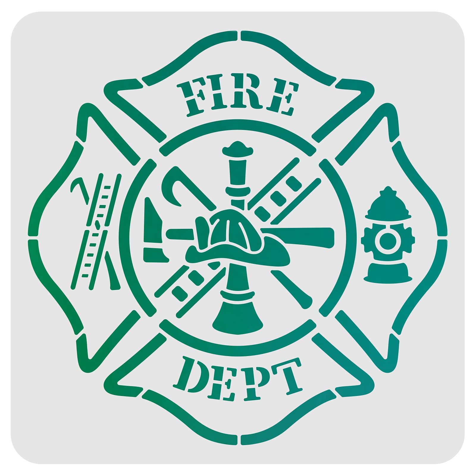 FINGERINSPIRE Fire Department Stencil 30x30cm Maltese Cross Stencil with Fire Hydrant Pattern Reusable Plastic Painting Stencil for Firefighter Department