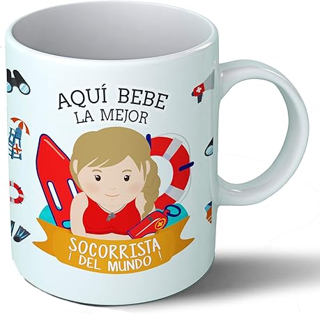 Planetacase Taza Desayuno Aquí Bebe la Mejor socorrista del Mundo ...