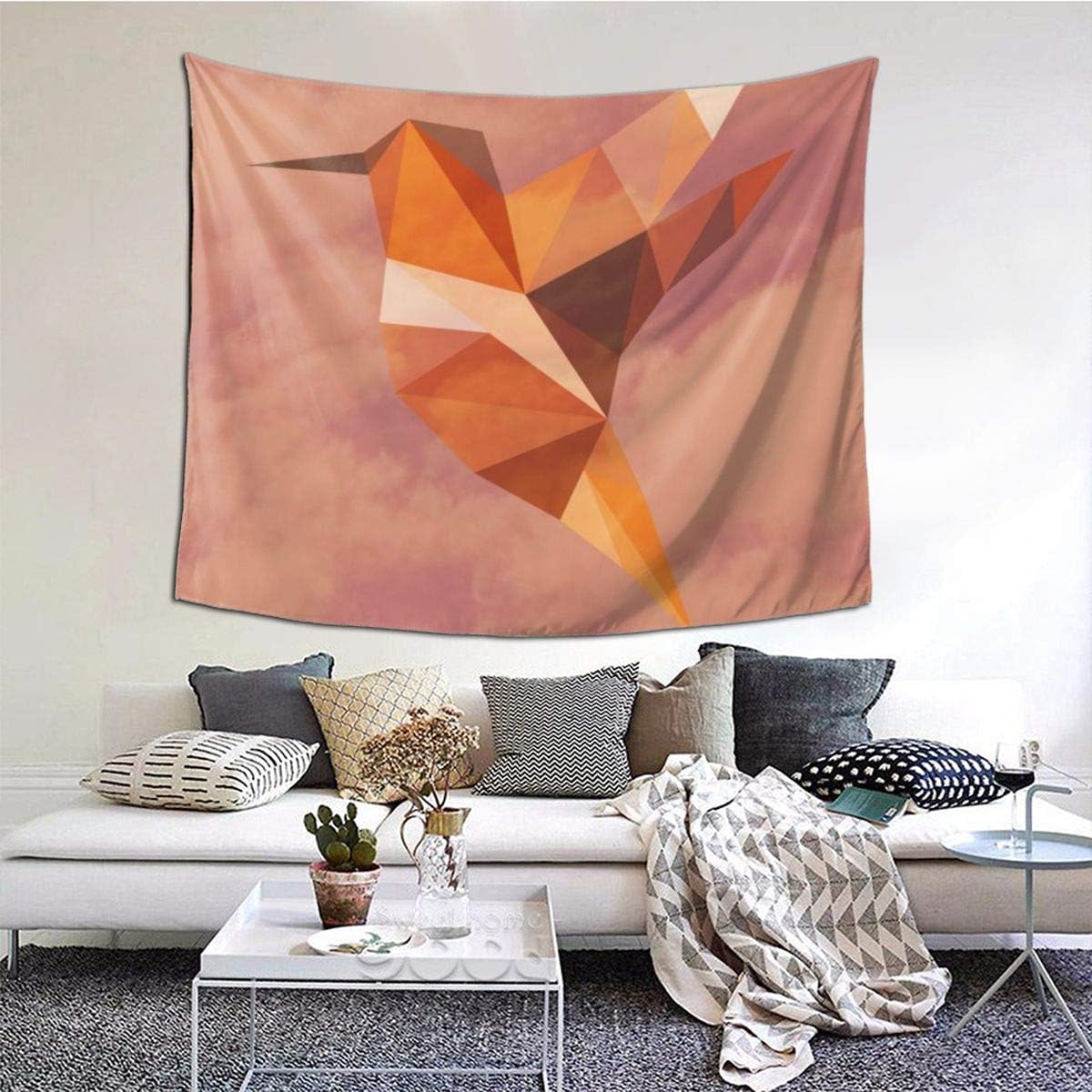 Geometry Bird Wide Wall Dector Tapestry, Luxury Wall Hanging Tapestry for Bedroom Living Room 60 X 51 Inch