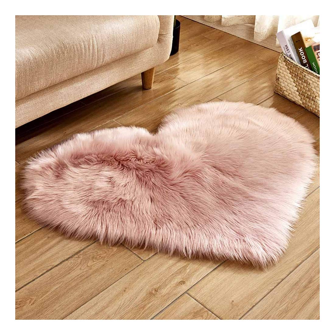 HEVÜY Teppich Heart-Shaped, Langflor Modern Teppiche fürs Wohnzimmer, Schlafzimmer, Esszimmer oder Kinderzimmer, Größe: 30x40 cm (Rosa)