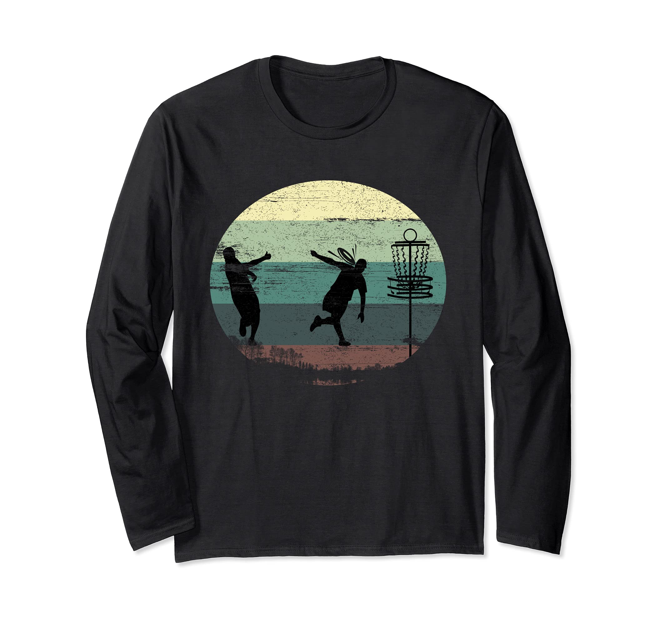 Disc Golf Frisbee Funny Vintage Retro Sport Basket Tree Long Sleeve T-Shirt