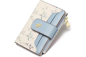GAEKEAO Small Wallets for Women RFID Blocking Leather Bifold Zipper Pocket Wallet Credit Card Holder with ID Window