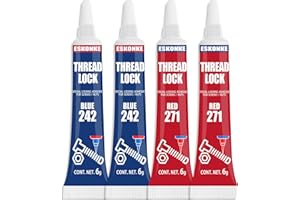 ESKONKE 4 Pack Thread Locker Blue 242 and Red Threadlocker 271, Nuts & Bolts Locker Lock Tight & Seal Fasteners Thread Locking Compound Anaerobic Curing Metal Glue (242/271)