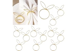 IECO Easter Napkin Rings, Set of 12 Rabbit Bunny Ear Napkin Rings Holders Metal Rings for Happy Easter Holiday Dinner Party Home Farmhouse Table Dinning Setting Decorations