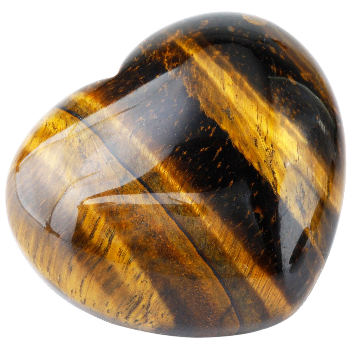 SUNYIK Natural Tiger's Eye Gemstone Carved Puff Heart Pocket Stone, Healing Palm Crystal Pack of 1 (1.6'')