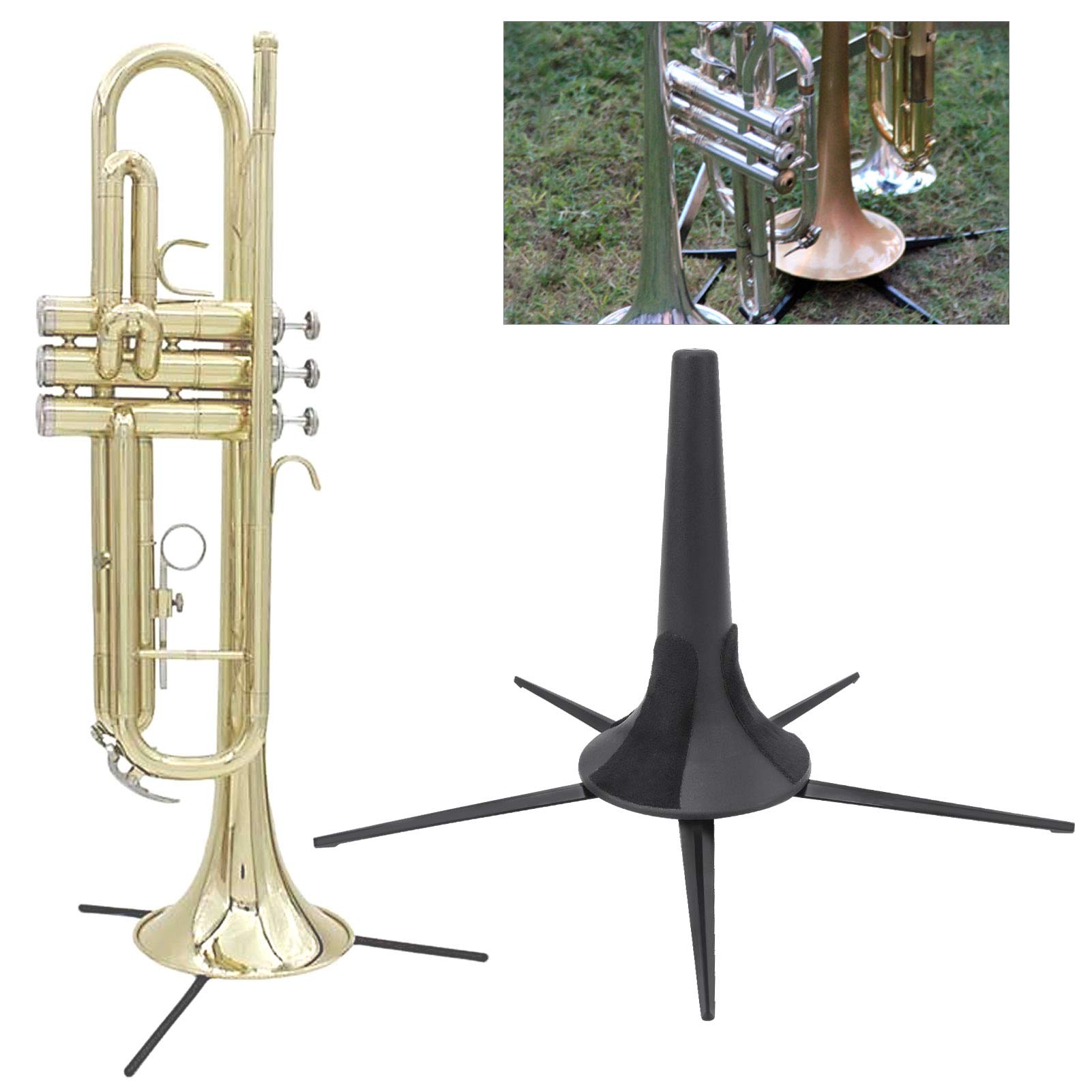 5 Legs Trumpet Stand, Stable ABS Zinc Alloy Foldable Design, Brass Instrument Stand for Musicians Students Home Practice Stage Performance Recording Studio