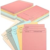100 Pieces 5 Colors Library Pockets and Cards (Multicolor) | Library Card Pocket with 60PCS Adhesive Dots Library Check out Cards for School Office Public Library Books