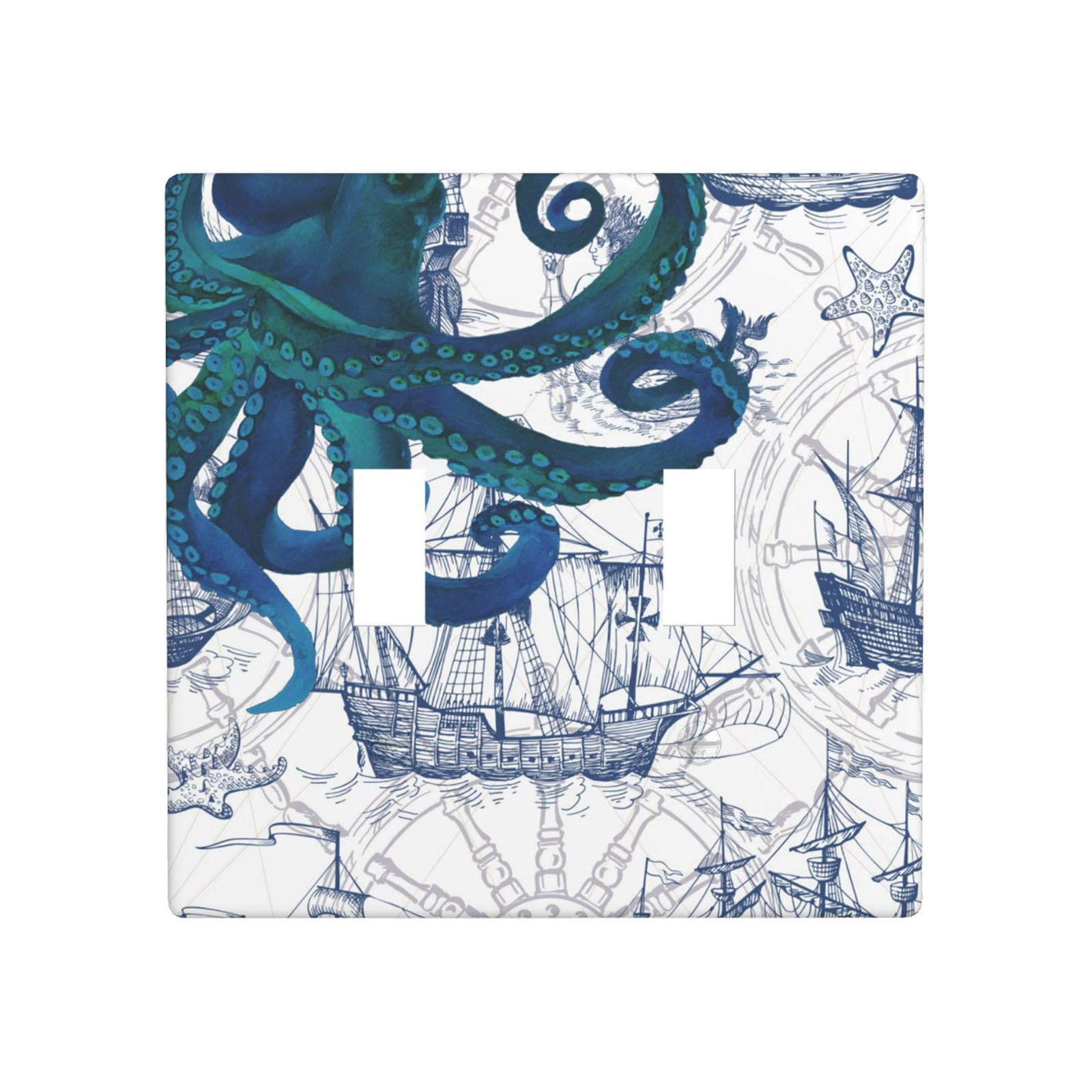 Pznen Nautical Vintage Octopus 2 Gang Toggle Wall