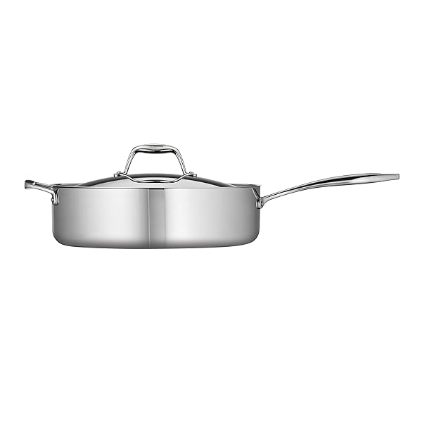 TRAMONTINA SIGNATURE TRI-PLY CLAD STAINLESS STEEL 6-QUART SAUTE PAN WITH LID, INDUCTION-READY COOKING PAN, DISHWASHER-SAFE, NSF-CERTIFIED, MADE IN BRAZIL