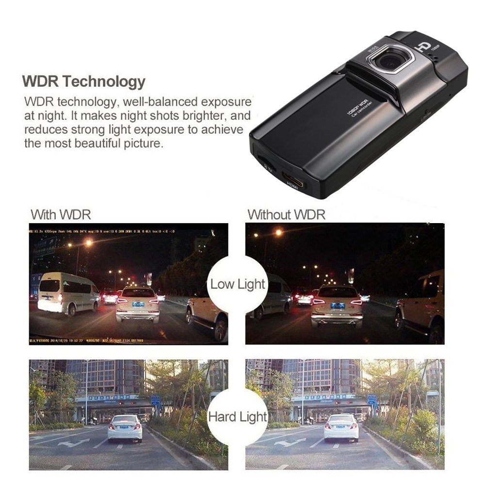 UNITOPSCI Car Dash Cam Dashboard Camera Recorder 2.7 inch Dash Cam with G-Sensor 170° Angle , Night Version , Loop Recording , 1080P FHD , WDR