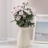 hjn White Flower Vase – Minimalist Ceramic Vase, Decor Vases for Flowers/Centerpieces/Table/Office/Living Room/Bookshelf/Mantel/(Cream White)