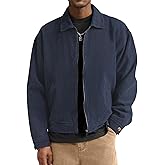 Comdecevis Men's Corduroy Bomber Jacket Zip Up Coat Trucker Vintage Jacket With Pocket&Lining