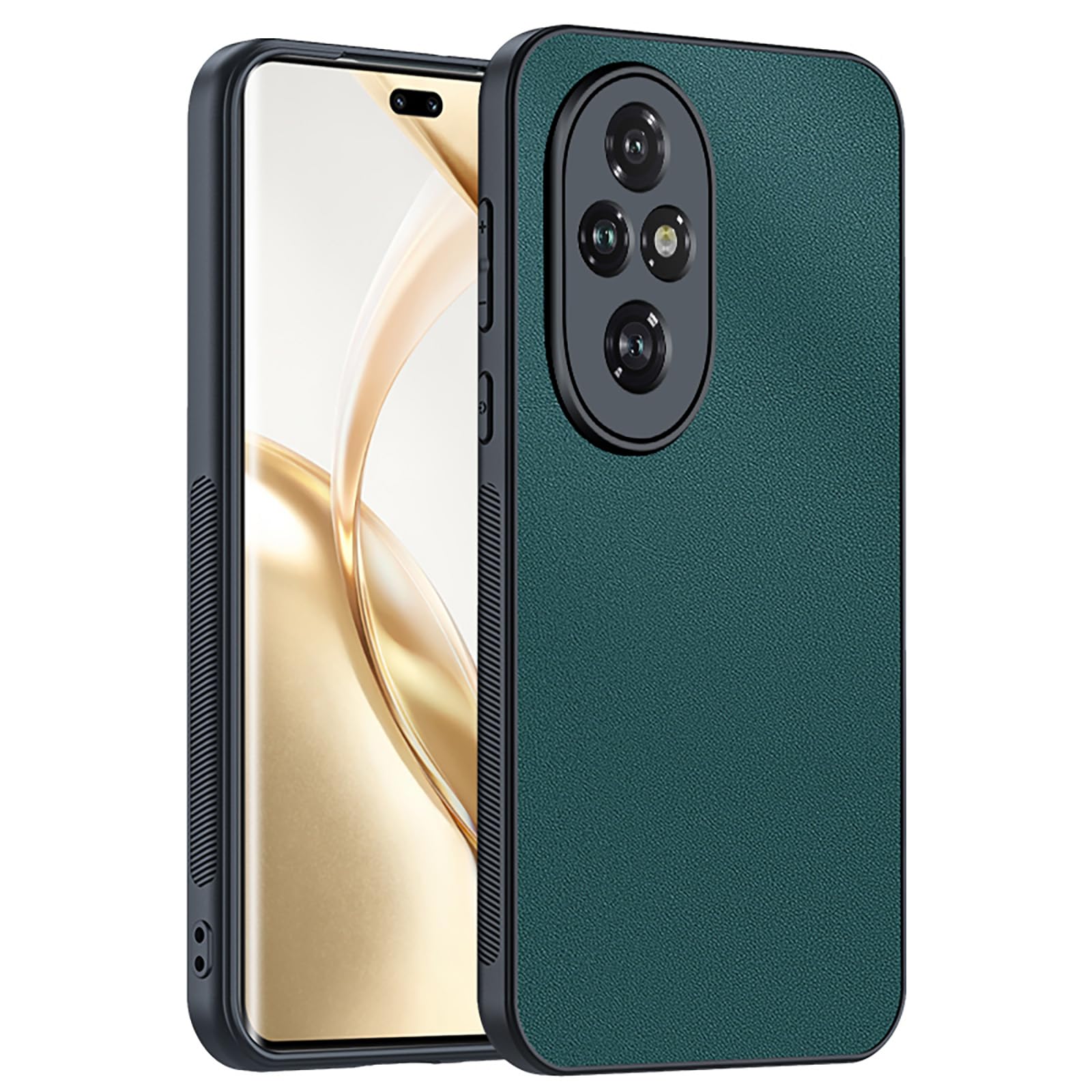 GIOPUEY Case Compatible with HONOR 200 Pro, PU leather + Hard PC Cover, Special Leather Texture Phone Case, Anti-Fingerprint, Anti-Scratch - green