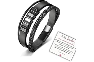 DIOWUS Natural Agate Stone Leather Beaded Bracelets, Volcanicx Wellness & Relief Bracelet, Volcanicx Menopause Magtherapy Bracelet Humanic+ Maxhematie Lymph Detox Slimming Jewelry Gift For Men Women