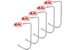 Sunshane 5 Pieces Christmas Stocking Holders Mantel Hooks Hanger Safety Hang Grip Stockings Clip for Christmas Party Decorations, Red