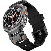 WINGLE for Galaxy Watch 8/8 Classic/Watch Ultra Bands 47mm 40/44/46mm Samsung Men Silicone Rubber Sport Bands Rugged Durable Armor Military Band with Stainless Steel Metal Connector