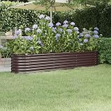 vidaXL Garden Raised Bed Flower Stand Galvanised Steel 224x40x36 cm Brown view 2