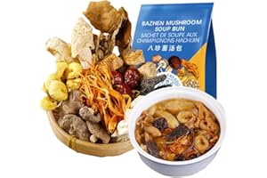 Bazhen Mushroom Soup Bun 91.5g/3.22Oz Soup Dried mushroom seasoning packet, containing 8 types of ingredients. No other addit