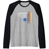 Linux Os Tee with Slogan Open Source Open Mind Cool Computer Raglan Baseball Tee