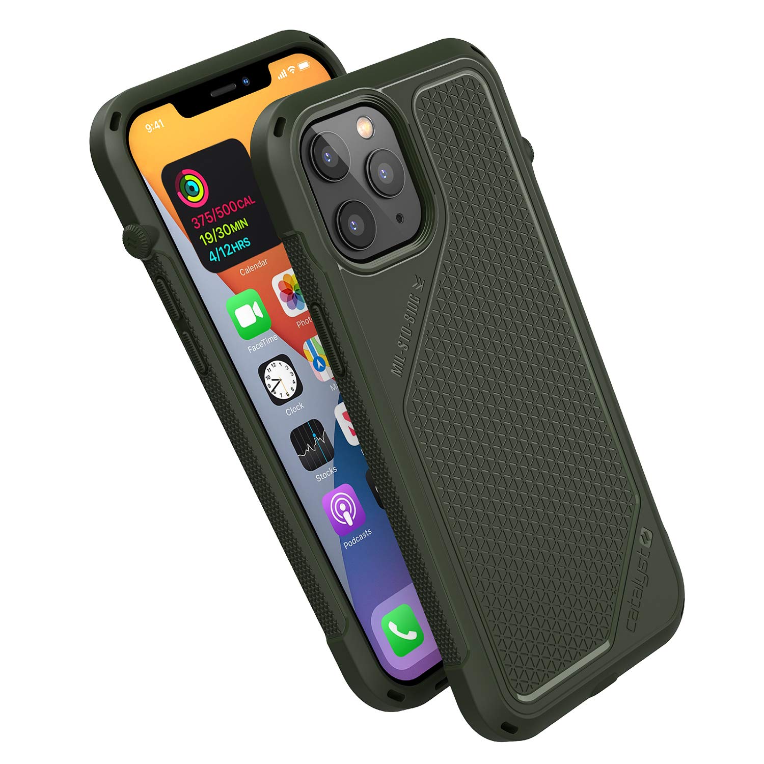 Vibe Series Case Designed for iPhone 12, Compatible with MagSafe, Patented Rotating Mute Switch, 10ft Drop Proof, Crux Accessories Attachment System, by Catalyst - Army Green