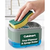 Cuisinart 2-in-1 Dish Soap Dispenser with Sponge Holder and Sponge for Kitchen Sink – Soap Pump Organizer Set with Tray, Coun