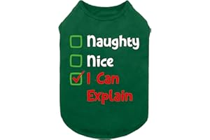 Fitwarm Naughty or Nice Christmas Dog Shirt, Dog Christmas Outfit for Small Dogs Boy Girl, Funny Doggy Tshirt, Pet Outfit, Green, Red, White, Medium
