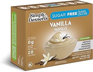 Simply Delish Natural Instant Vanilla Pudding - Sugar Free, Non GMO, Gluten Free, Fat Free, Vegan, Keto Friendly - 1.7 OZ (Pa