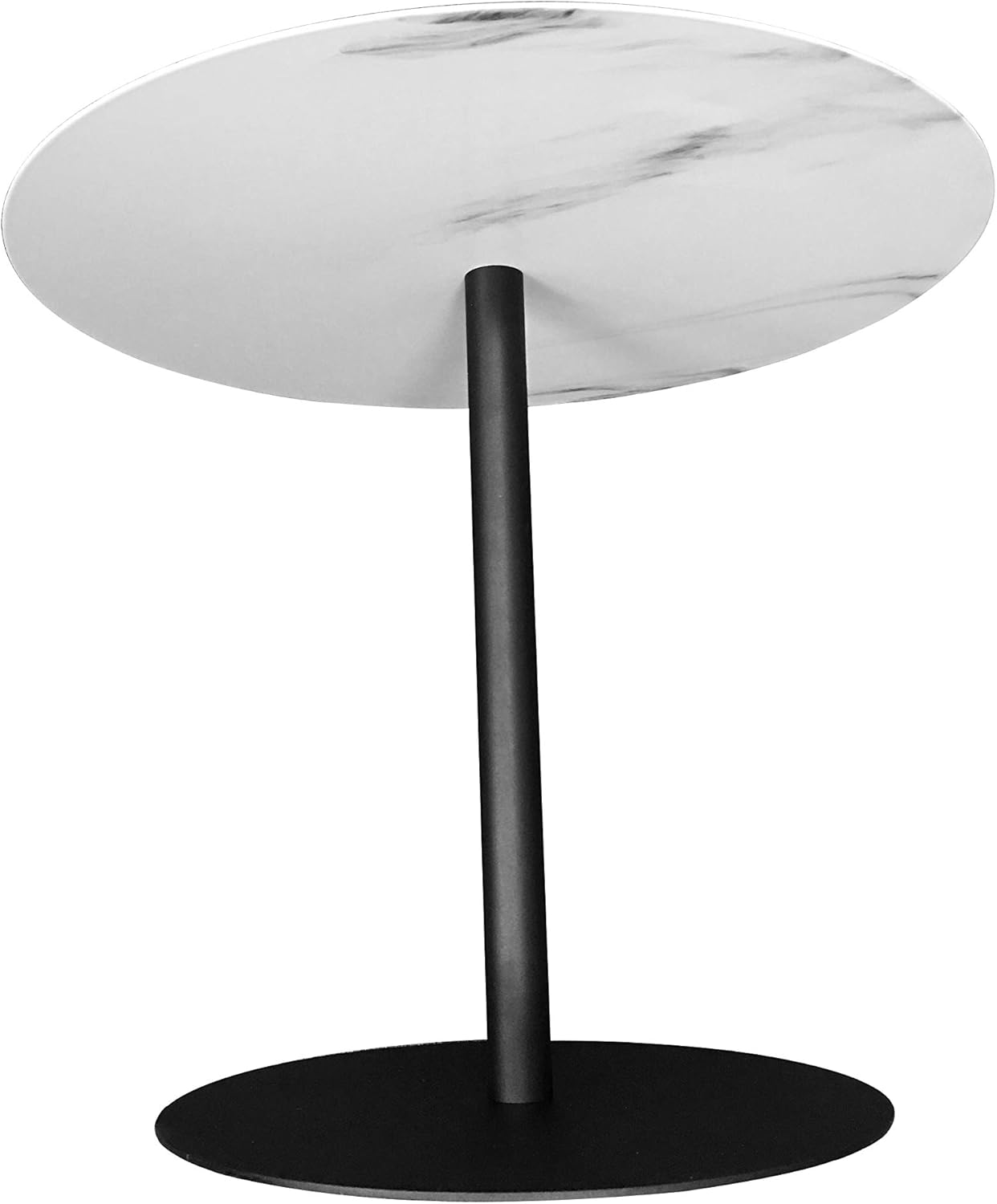 Leisure Space 3-pcs Round Metal Coffee Table Set with Marble Finish Table Top and Black Powder Coating Finish Frame(16"/18"/20"): Kitchen & Dining