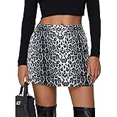 Dwnipkq Women's Leopard Print Mini Skorts Elastic Waistband Sexy Bodycon Pencil Skirt Club with Shorts