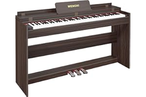 WENCAI 88 Key Fully Weighted Digital Piano Keyboard, 88 Keys Hammer Action Electric Pianos, Wooden Classic Upright Electronic Piano for Beginner, Professional, Midi Compatible, Triple Pedal (Brown)
