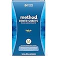 Method Dryer Sheets, Fresh Air, Fabric Softener and Static Reducer, Compostable and Plant-Based Laundry Essentials, 80 Count (Pack of 1)
