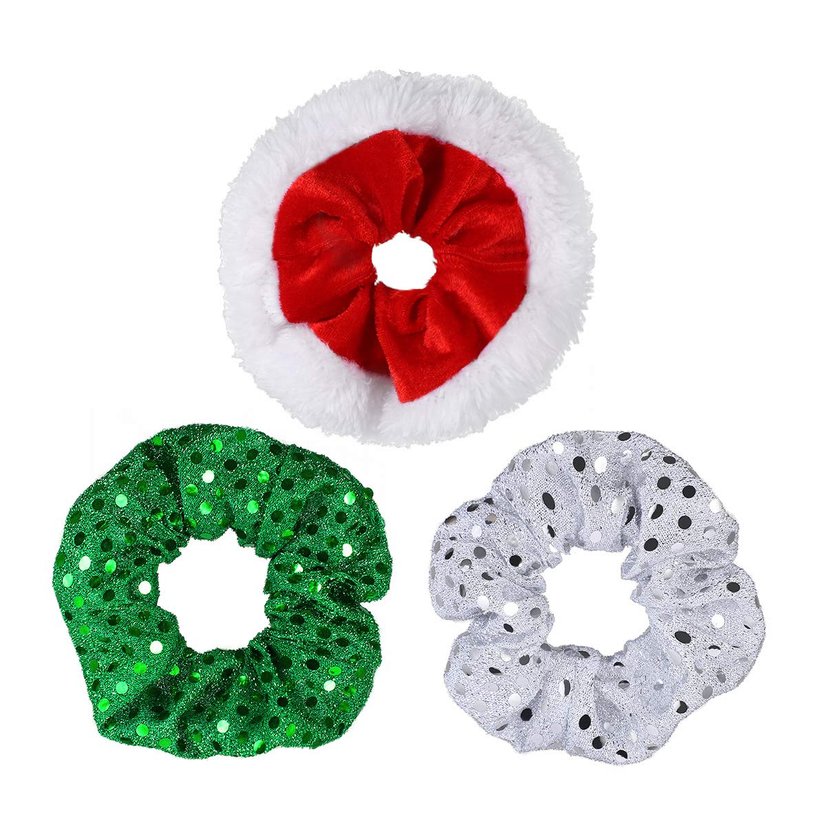 Amosfun 3PCS Christmas Hair Scrunchies Flip Sequins Hair Rope Elastic Hair Ties Hair Bands Hair Bobbles Hair Decoration for Women Girls